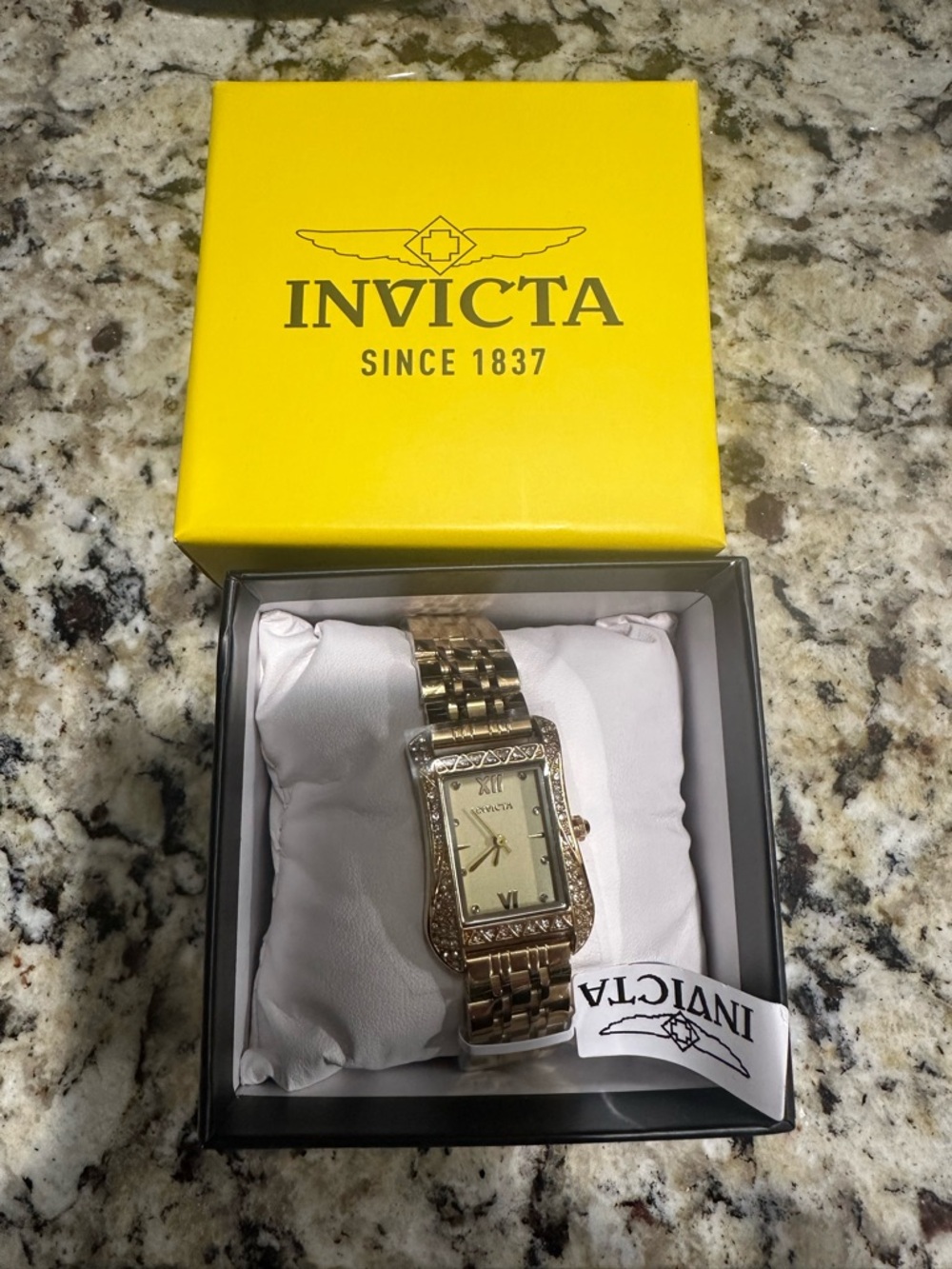 Invicta Gold Tone Women's Rectangular Crystal Accent Watch NWT!!!